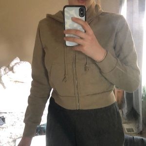 tan / brown john galt / brandy melville cropped hoodie